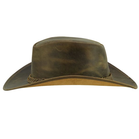 Real Leather Hats Western Style for Men and Women shapeable Brim vintage look. - Picture 6 of 15